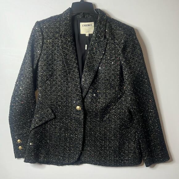 L'AGENCE Jackets & Blazers - L’Agence CHAMBERLAIN SEQUIN EMBELLISHED‎ METTALIC MULTI TWEED BLAZER SIZE 10